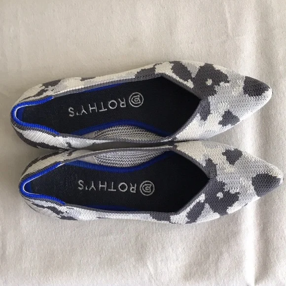 Rothy’s Size 7.5 The Point retired print Ash grey camo pointed toe flat shoe - Picture 7 of 13